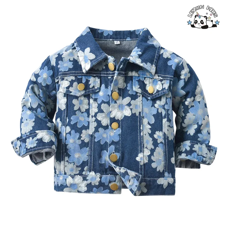 LEZONKIDS - Kids Clothing Wholesale Kids Denim Jackets Flower Print Spring Autumn Boy Set